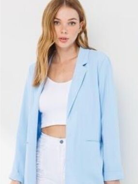 Calvin Klein Collection Pastel Blue Longline Blazer Size 16W